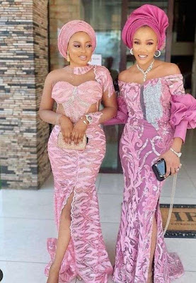 Pink/Peach Asoebi Styles with Lace from Wedding Parties this Month ...