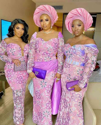 Pink/Peach Asoebi Styles with Lace from Wedding Parties this Month ...