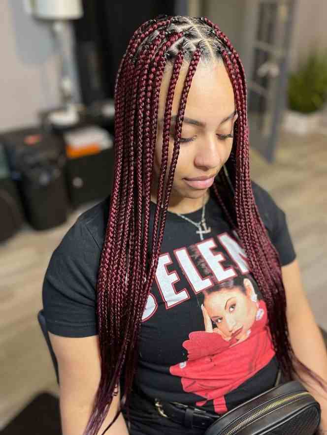 43 Burgundy Braids Hairstyles for Black Ladies - Claraito's Blog