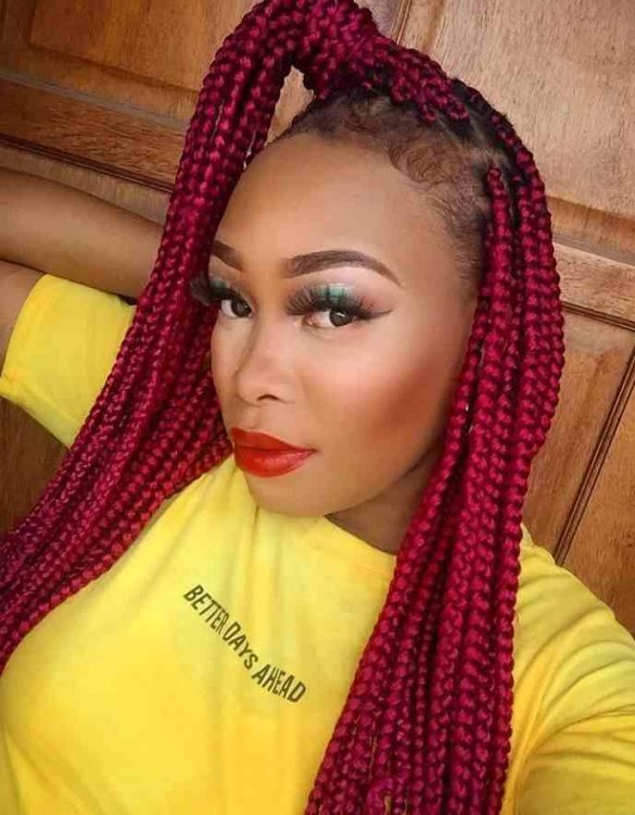 43 Burgundy Braids Hairstyles for Black Ladies - Claraito's Blog