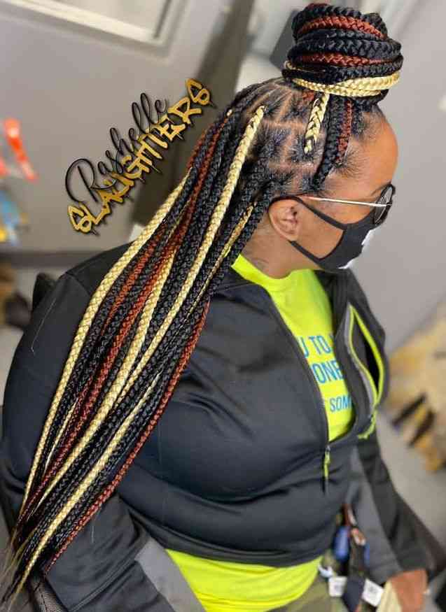 40 Mixed Color Box Braids Ideas - Best Combination - Claraito's Blog