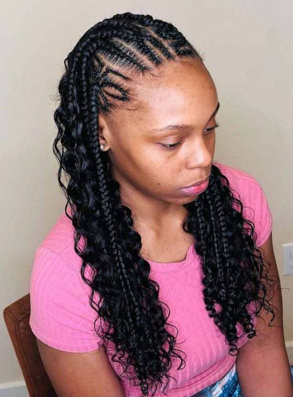 40 Beautiful Half Cornrows Half Curls Hairstyles - Styles to Try ...